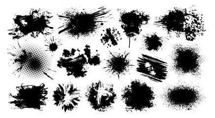 Halftone Dot Splatter and Grunge Texture Set