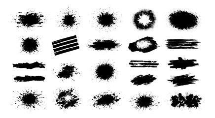 Abstract Grunge Black Ink Splatters and Blobs