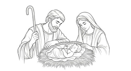 Nativity Scene Family Love Gentle Care for Newborn Baby Jesus Christmas Holiday Season © MdMoklesur