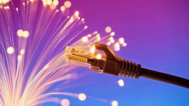 Fiber optic cable with glowing strands