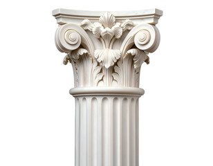 Obraz premium Close-up of ornate Corinthian column with fluted shaft, marble on black