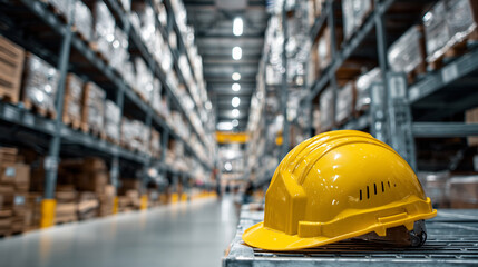 Worker safety helmet logistics warehouse
