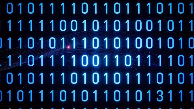 Binary code pattern with glowing numbers