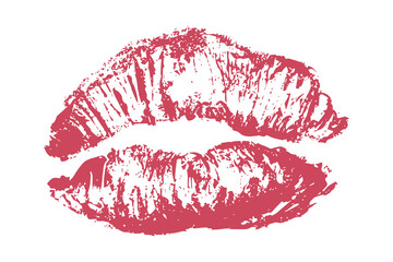 Fototapeta premium Lipstick kiss mark Romantic lip print Imprint of lips kiss Sexy lips makeup Female mouth Love symbol Design element for beauty fashion poster Valentines Day wedding