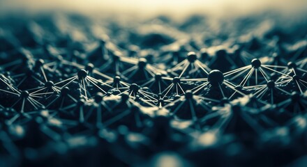 Abstract network of glowing nodes and lines, representing data connections and technology.