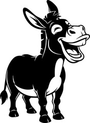 Funny Donkey Vector Silhouette, Cartoon Mule Clipart Design for Farm Humor T-Shirts and Wall Art, Cute Laughing Donkey Artwork for Cricut Projects, Sublimation, Kids Decor, and Country Comedy