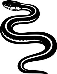 Garter Snake Silhouette - Black Vector Cricut Design for T-Shirt Printing
