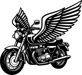 Motorbike with Wings vector black silhouette cricut design for T-Shirt
