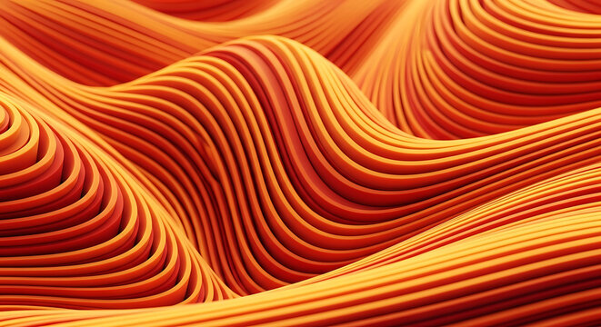 Abstract Orange Waveforms of Curved Ridges