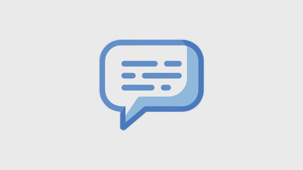 Speech bubble icon in simple flat design with blue color on white background for social media