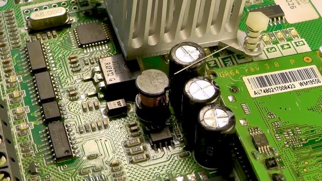 Electronic printed circuit board with microcircuits, transistors and SMD components