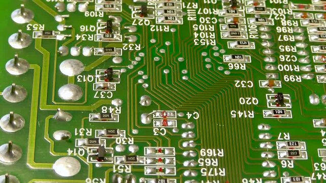 Electronic printed circuit board with microcircuits, transistors and SMD components