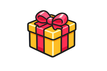 Obraz premium Vibrant Golden Gift Box with Pink Ribbon and Bow