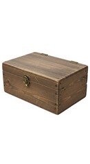 Antique Wooden Box with Metal Clasp and Rustic Charm.
