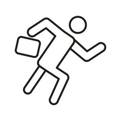 Business Person Running with Briefcase Editable Outline Icon..eps
