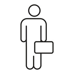 Businessman with Suitcase Editable Stroke Outline Icon, Business Travel Man Icon Editable Stroke Outline..eps