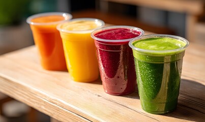 Fototapeta premium featuring four juice cups