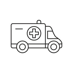 Emergency Ambulance Vehicle Editable Stroke Outline Icon, Medical Transport Ambulance Editable Outline Vector Icon..eps