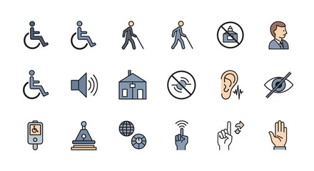 Fototapeta premium Accessibility Icons: Disability, Hearing, Vision, Mobility Aids