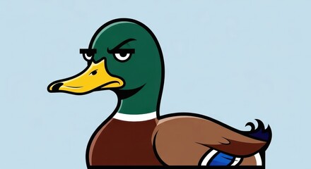 Angry Duck Cartoon Character with Intense Gaze and Determination.