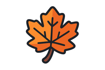Obraz premium Vibrant Orange Maple Leaf Icon on White Background