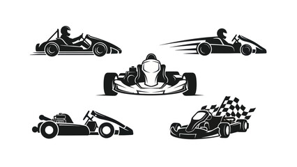 Go Kart Racing Icons: Speed, Competition, and Motorsport Vector Set © beni