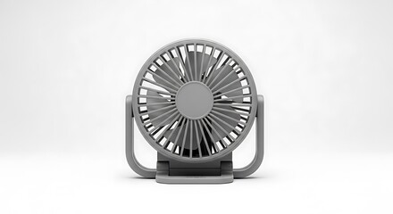 Gray portable electric fan on white background