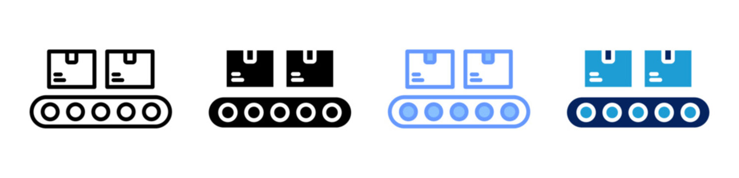 conveyor belt icon set multiple style collection