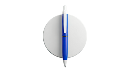 Blue and White Ballpoint Pen on White Disc