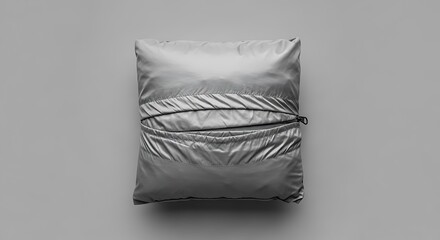 Gray sleeping bag on gray background