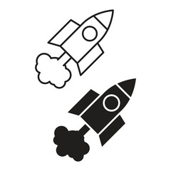 Startup Launch Rocket Editable Stroke Outline Icon, Business Growth Rocket Editable Outline Vector Icon..eps