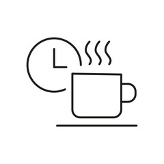 Tea Break Icon Editable Outline Vector, Coffee or Tea Time Icon Editable Stroke Outline Vector..eps