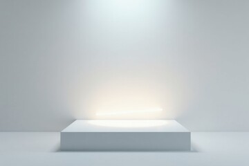 Obraz premium Illuminated Platform A Minimalist White Cube Display with Subtle Lighting