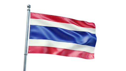 Thai Flag Waving on a Pole