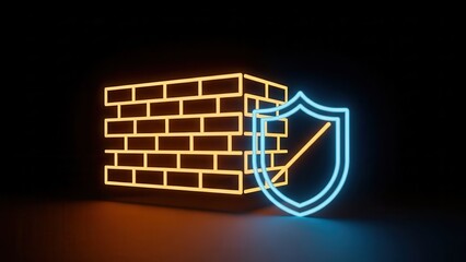 Naklejka premium Digital defense barrier illustration for robust cybersecurity infrastructure protection
