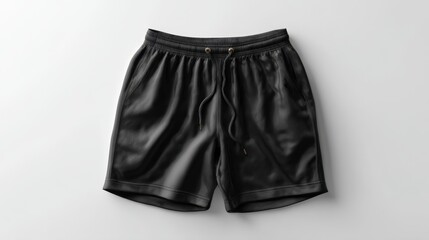 Black Athletic Shorts on White Background for Sports and Casual Wear Fashion Promotion and Lifestyle Presentation