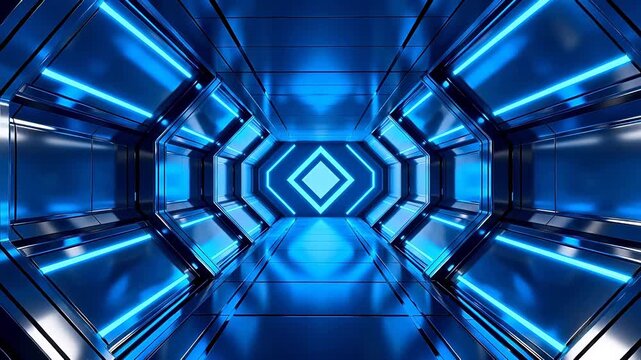 Futuristic blue neon corridor