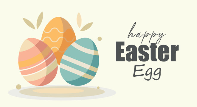 Happy easter egg celebration with beautifully decorated pastel colored eggs - Powered by Adobe