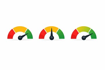 Colorful speedometers indicating low, medium, and high levels
