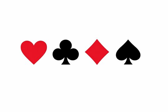 Playing card suit symbols: heart, club, diamond, spade on white background
