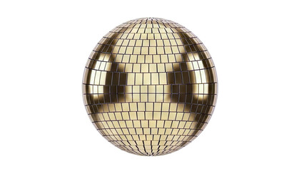 Gold Disco Ball on White Background