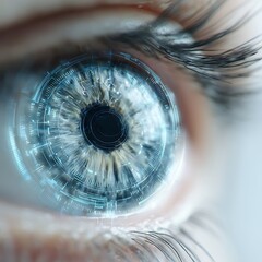 Human eyes reflect AI interfaces, conveying a shared vision of the future with the technology.