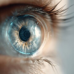 Human eyes reflect AI interfaces, conveying a shared vision of the future with the technology.