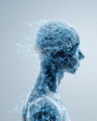 The fusion of a human shadow and an AI brain illustrates the empowerment of thought through technology.