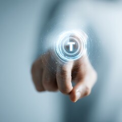 The point of contact between humans and AI symbols demonstrates trust and security.