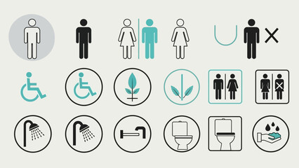 Collection of restroom and accessibility symbols. © king
