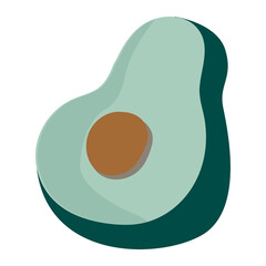 Png cute half avocado sticker, transparent background