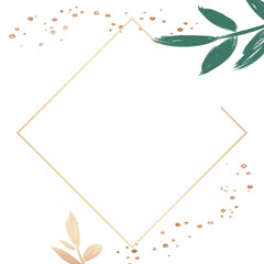 Obraz premium Frame png gold and green botanical leaves