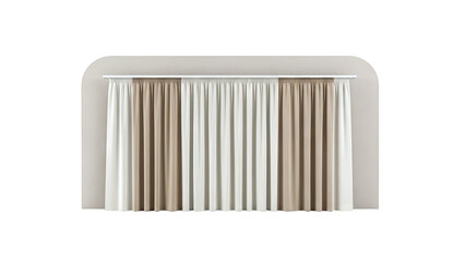 Beige and cream curtains on a rounded wall