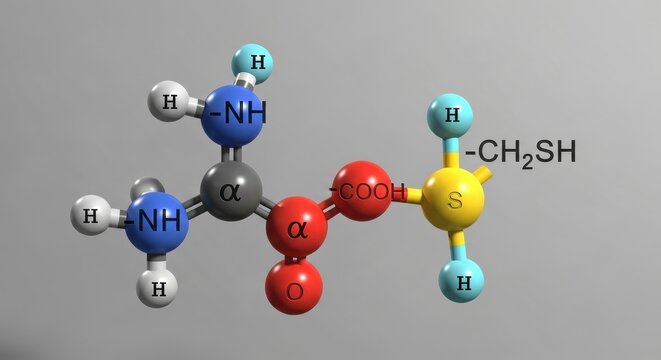 3D Molecular Structure of Cysteine - An Essential Amino Acid.